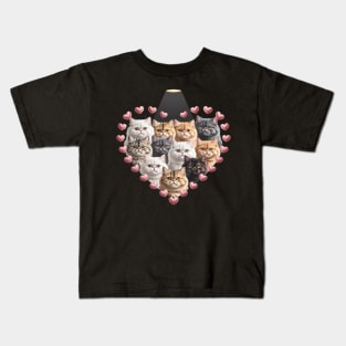 Valentine's Day British Longhair cat Heart Kids T-Shirt
